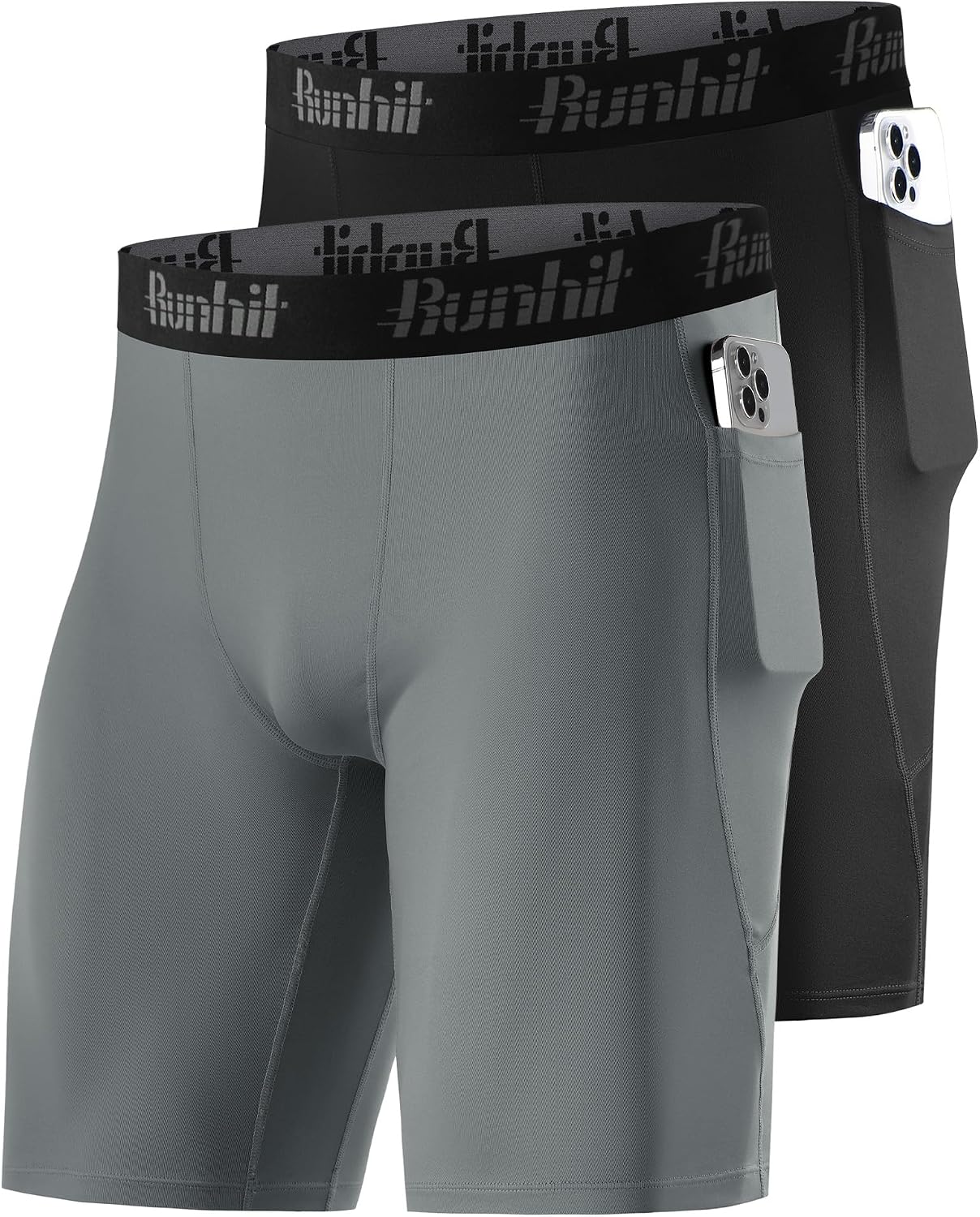 Detalle de Runhit Men's Compression Shorts, 9-Inch
