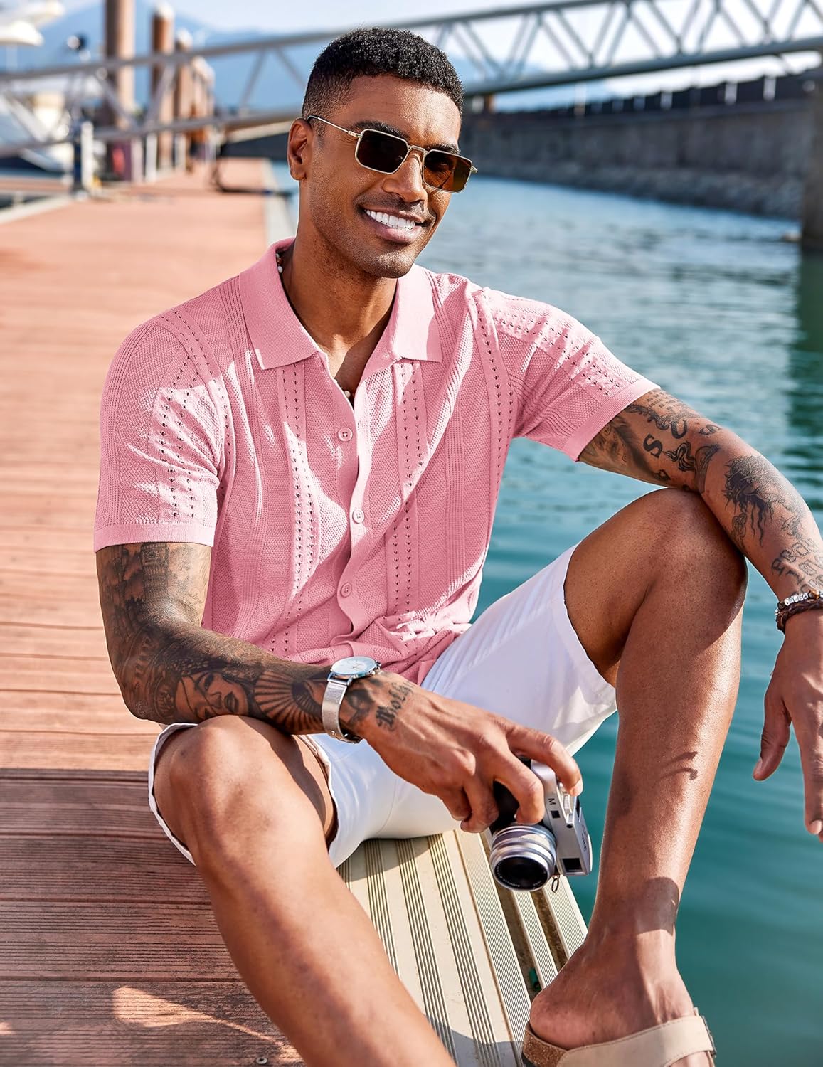 Thumbnail 6 de COOFANDY Men's Knit Polo Shirt