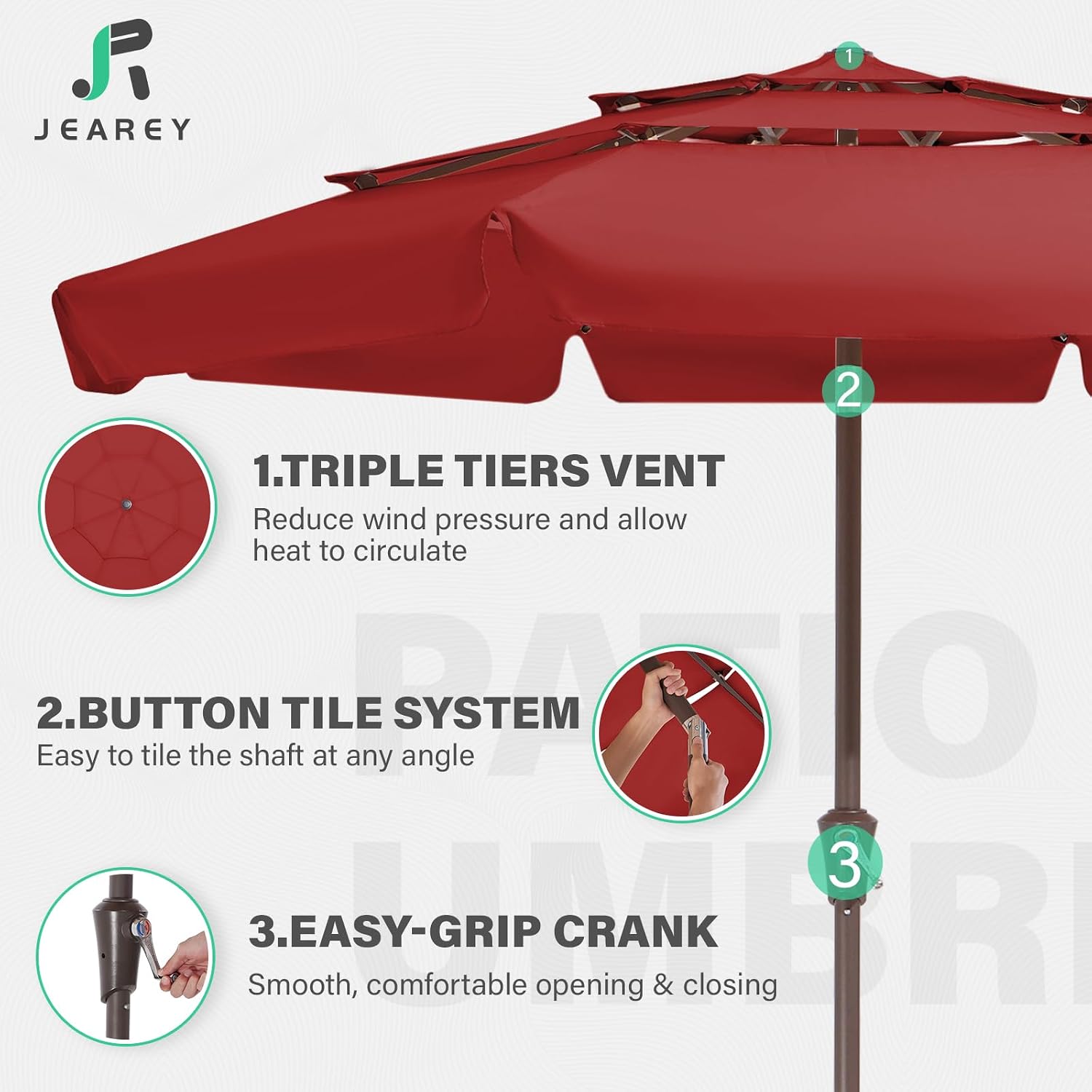 Detalle 1 de JEAREY Patio Umbrella, 9 ft