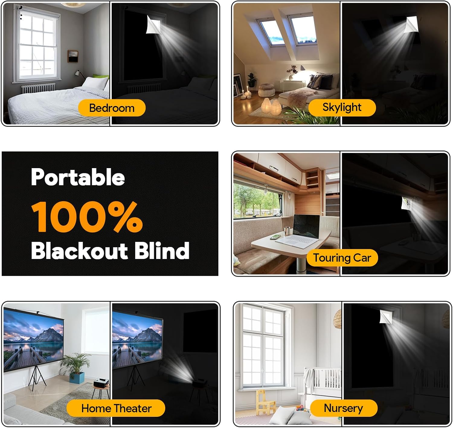 Thumbnail 4 de Vexyra Store Occultant sans Percage 300x145 cm — rideau thermique anti-chaleur 100% blackout