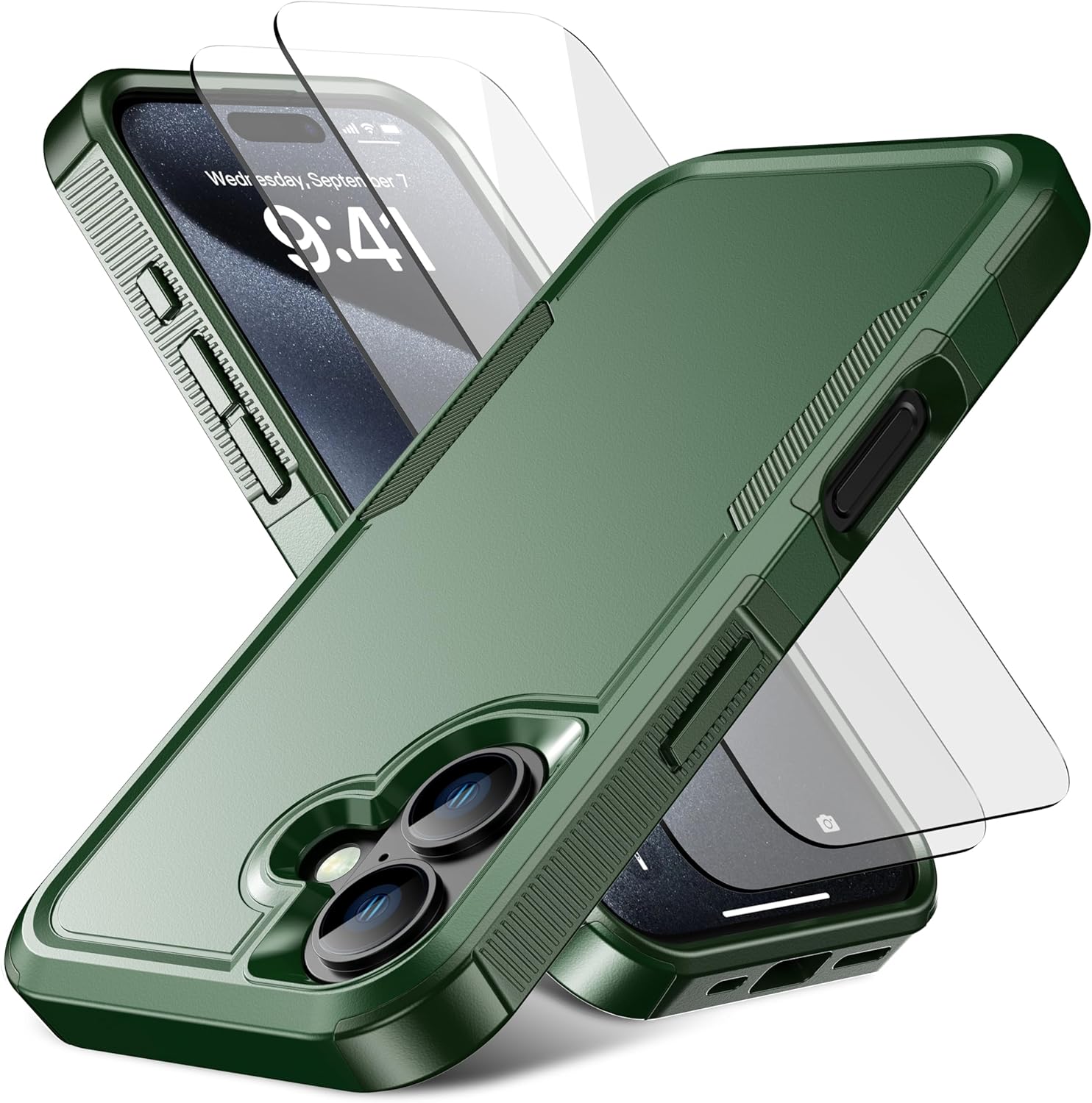 Detalle de RonShieh iPhone 17 Case – Slim, Shockproof Dual-Layer Protection (Teal Green)