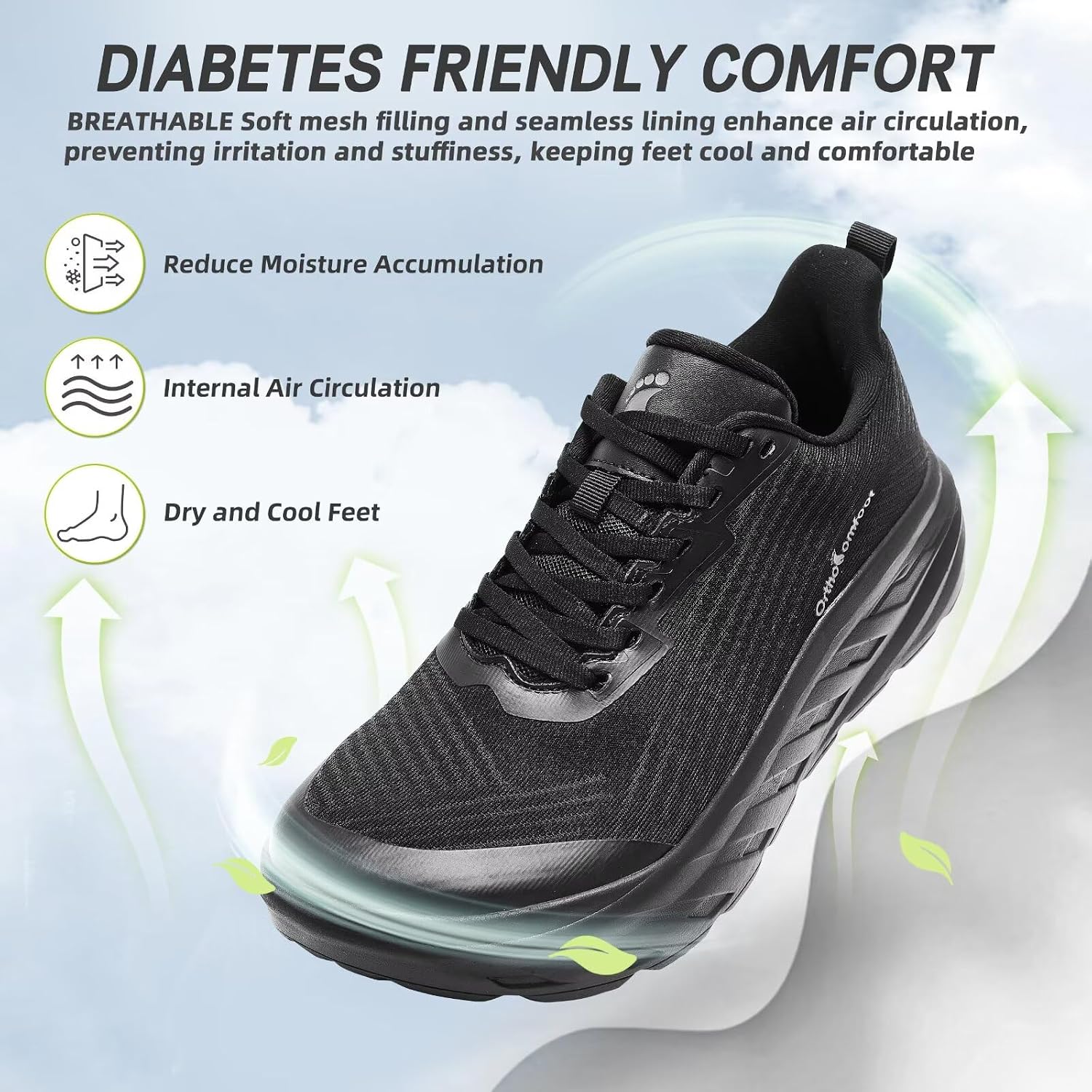 Thumbnail 6 de OrthoComfoot Women's Wide Orthopedic Sneakers with Knit Upper and Arch Support