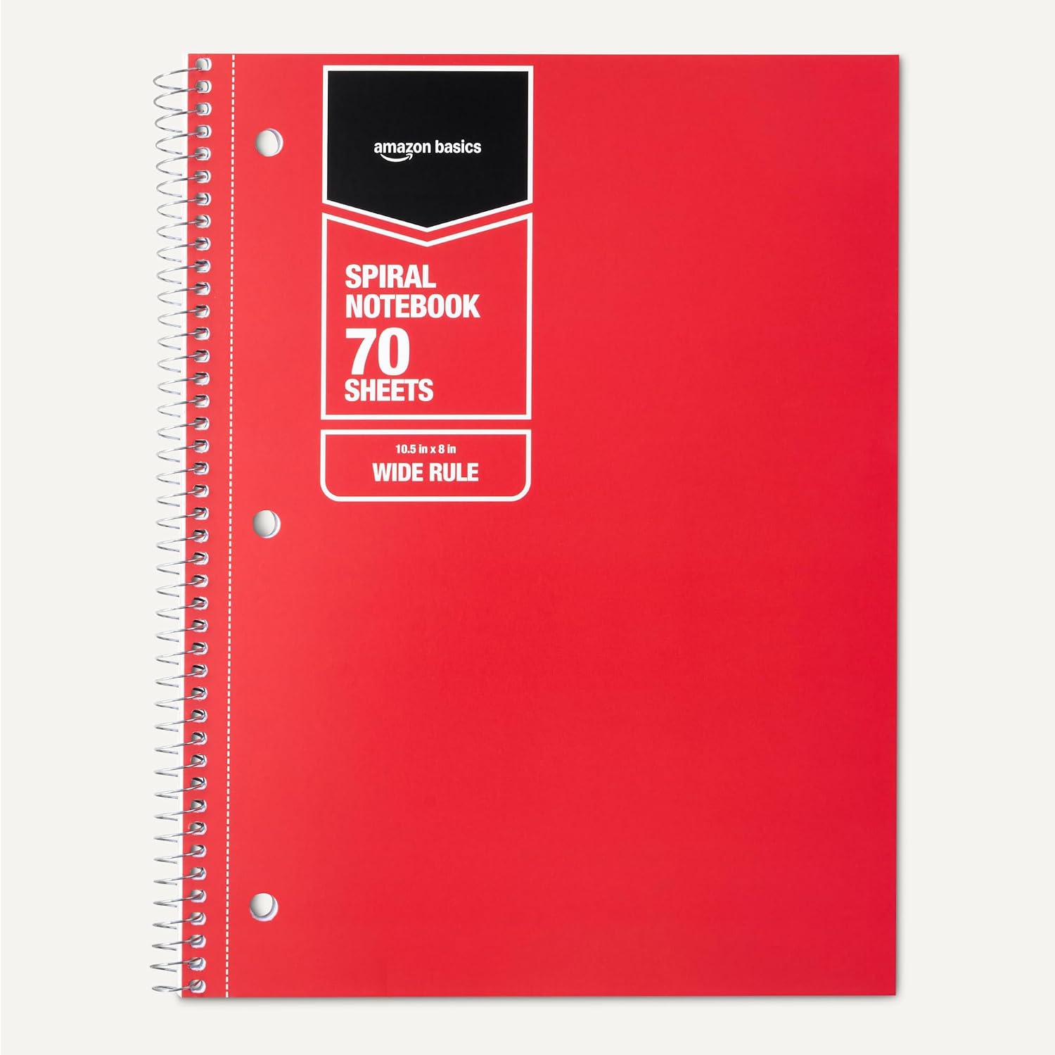 Detalle de Amazon Basics Wide Ruled Spiral Notebooks, 70 Sheets, 7.5 x 10.5 inches, 3 Pack
