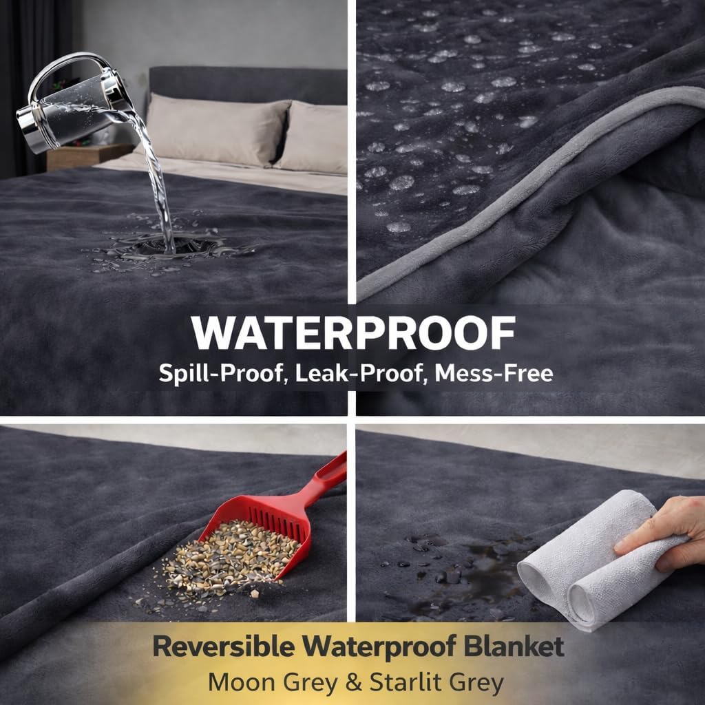 Thumbnail 5 de Bedding Aid King Size Waterproof Blanket – Spill-Proof, Reversible Flannel Protection for Bed, Couch, and Pets