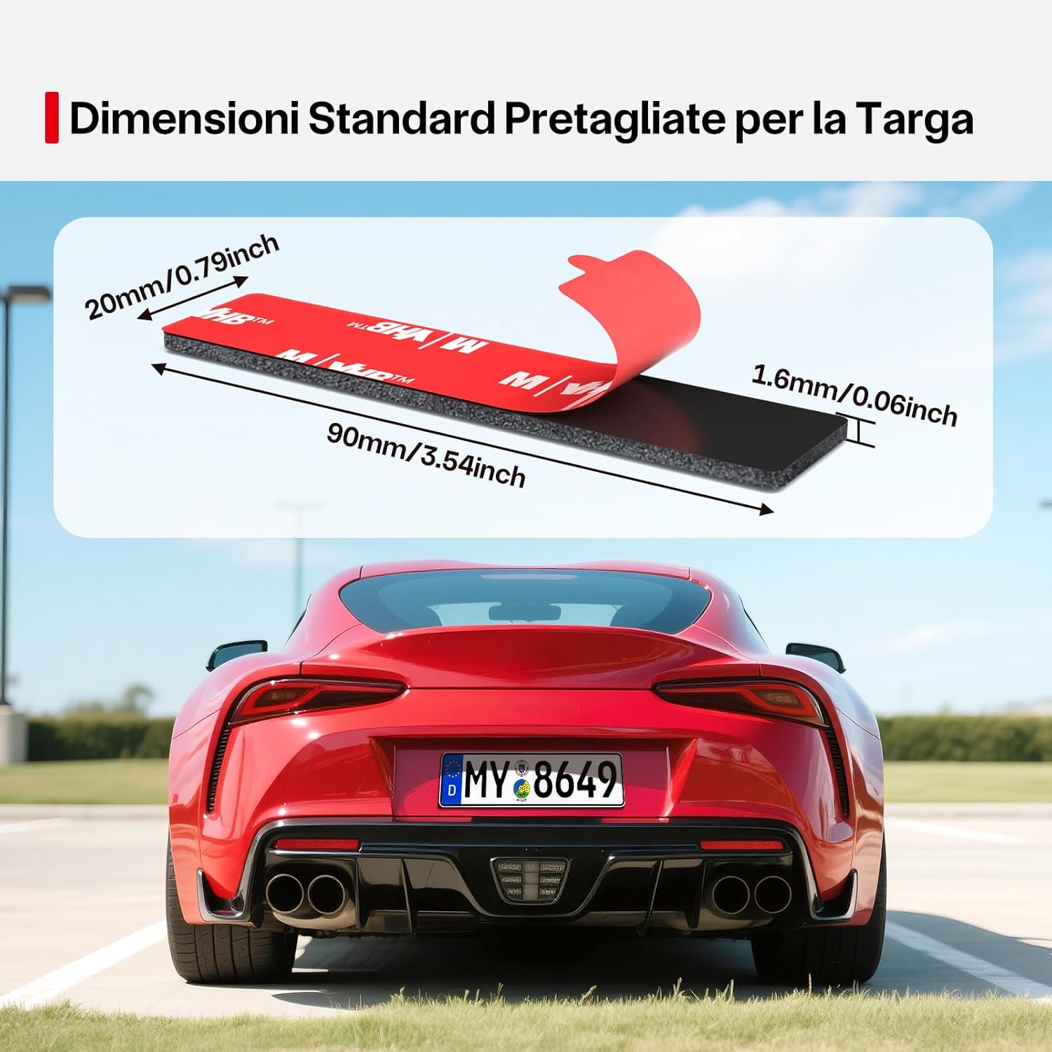 Thumbnail 1 de FIXCHORD Cuscinetti adesivi per targa con nastro biadesivo extra forte 5962 (10 pezzi) per montaggio su auto