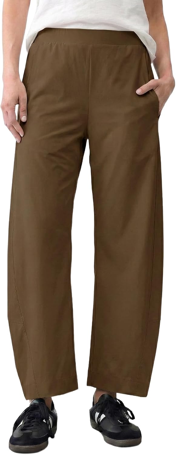 Thumbnail 6 de LOMON Barrel Pants for Women: Hidden Elastic Quick Dry Travel Crop Wide Leg Trousers with Pockets
