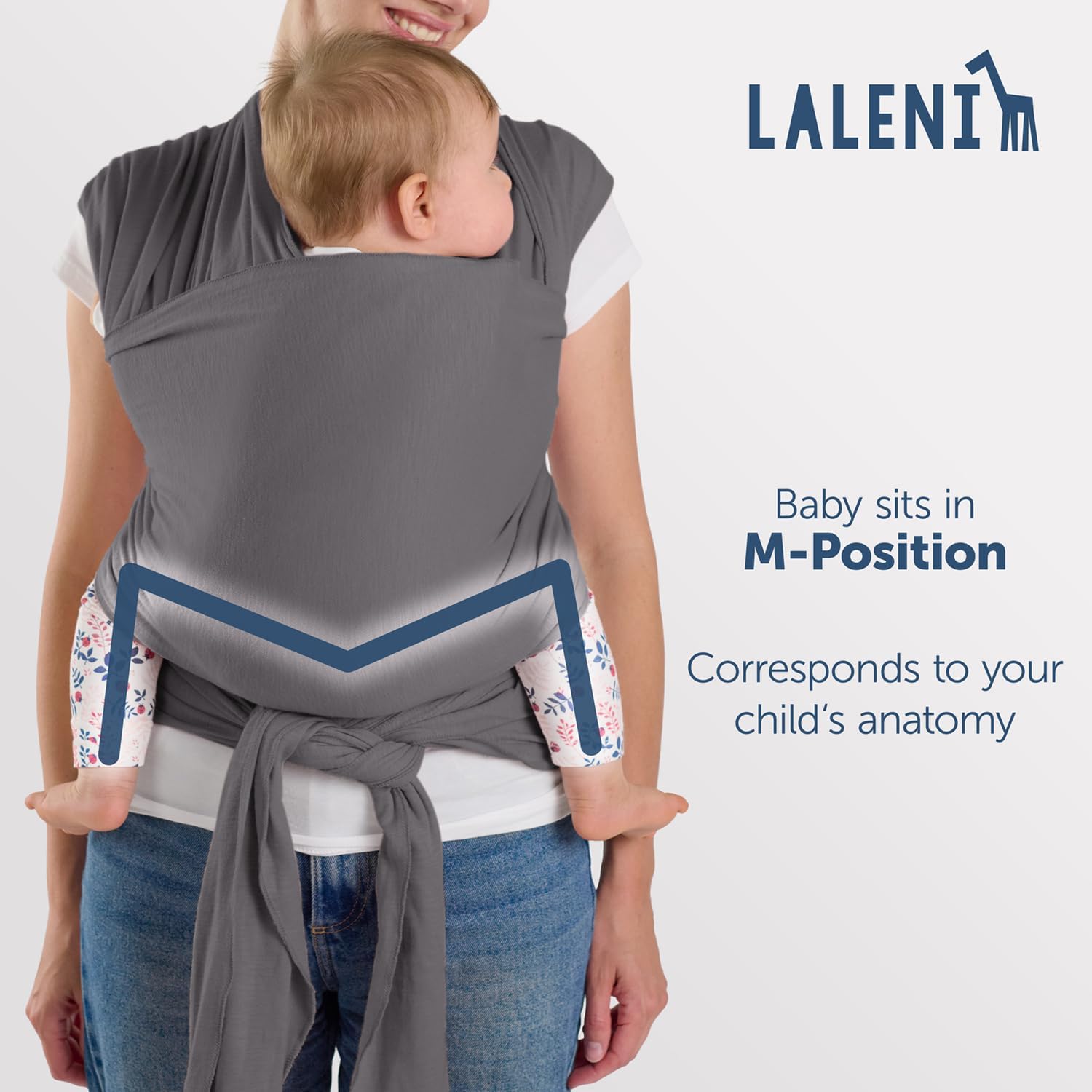 Detalle 2 de Laleni Baby Wrap, 100% Cotton Carrier, 5.10 m, OEKO-TEX Certified, Grey