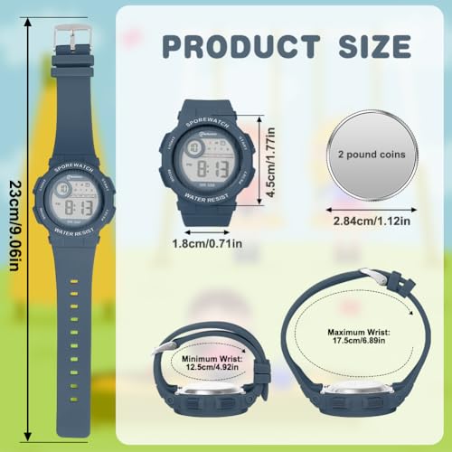 Detalle de OFFCUP Reloj Infantil LED: reloj digital para niños 3–11 años, resistente al agua 30 m, azul