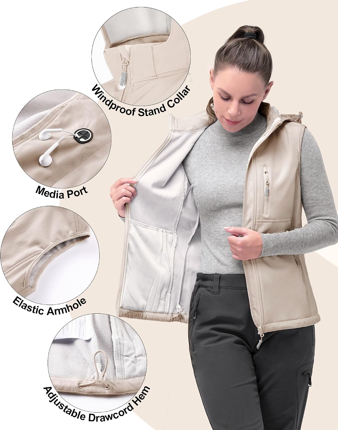 Thumbnail 2 de 33,000ft Women's Lightweight Softshell Gilet with Hood