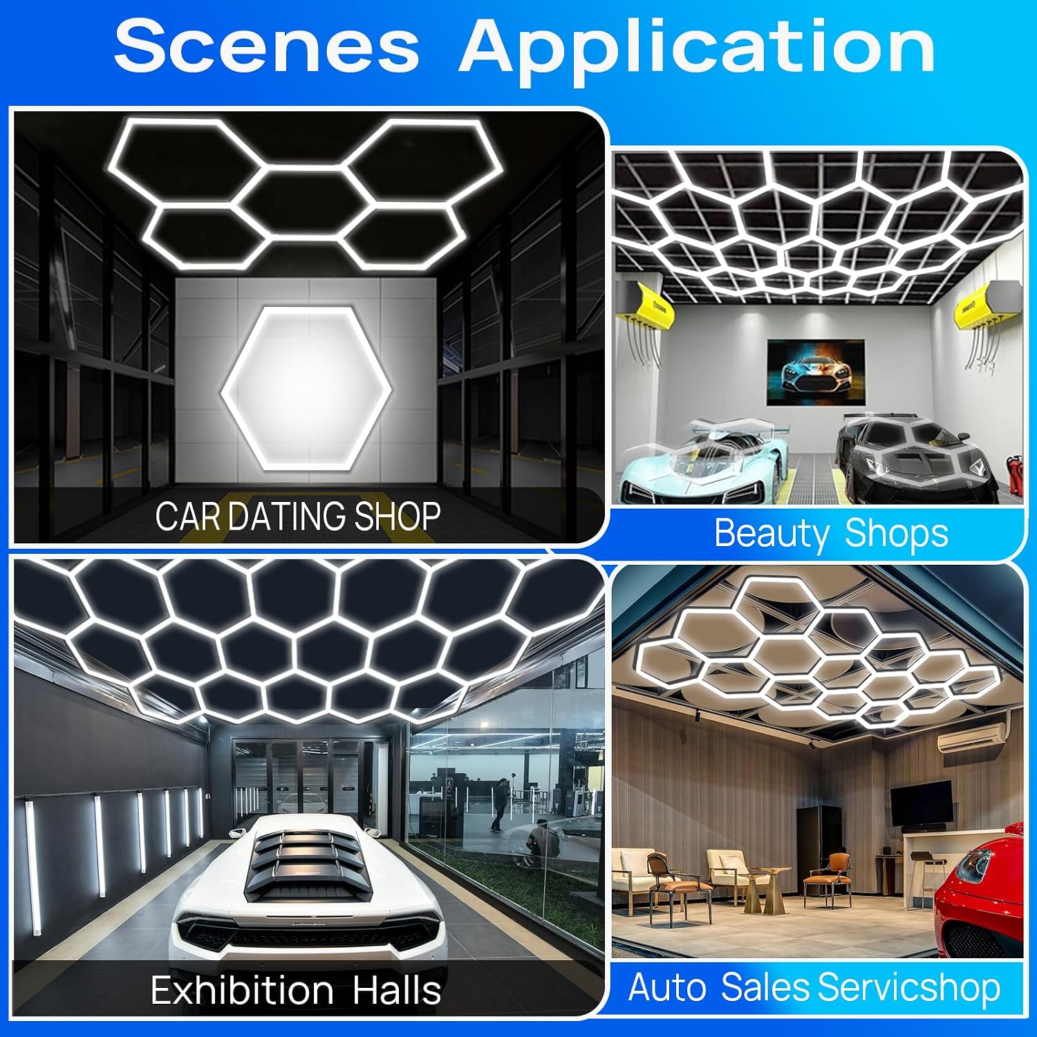 Thumbnail 6 de LZHOME CKD-01 Hexagon Garage Light, 5 Grids, 26,400 Lumens, 5000K