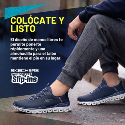 Detalle de Skechers Glide-Step Noxus, zapatillas sin cordones para hombre, azul marino