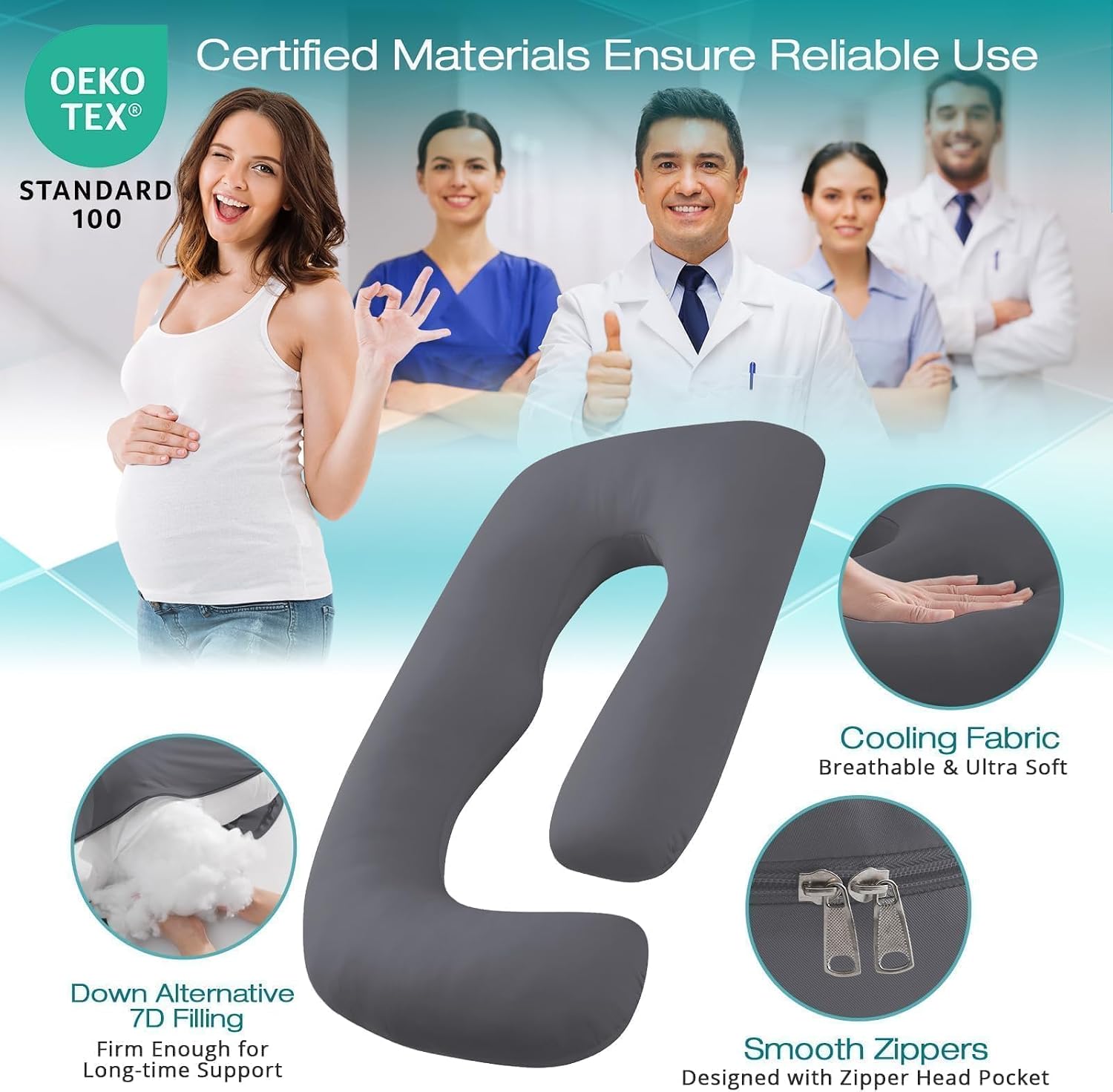 Thumbnail 2 de Sasttie 4.0 U-Shaped Pregnancy Pillow, 57-Inch Cooling Full-Body Support