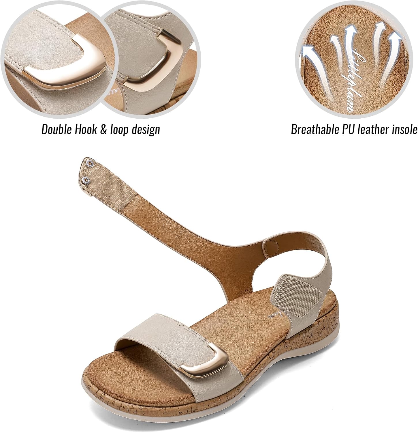 Detalle de Littleplum Damen Sandalen Sommer Flach Sandaletten – Bequem & Vielseitig
