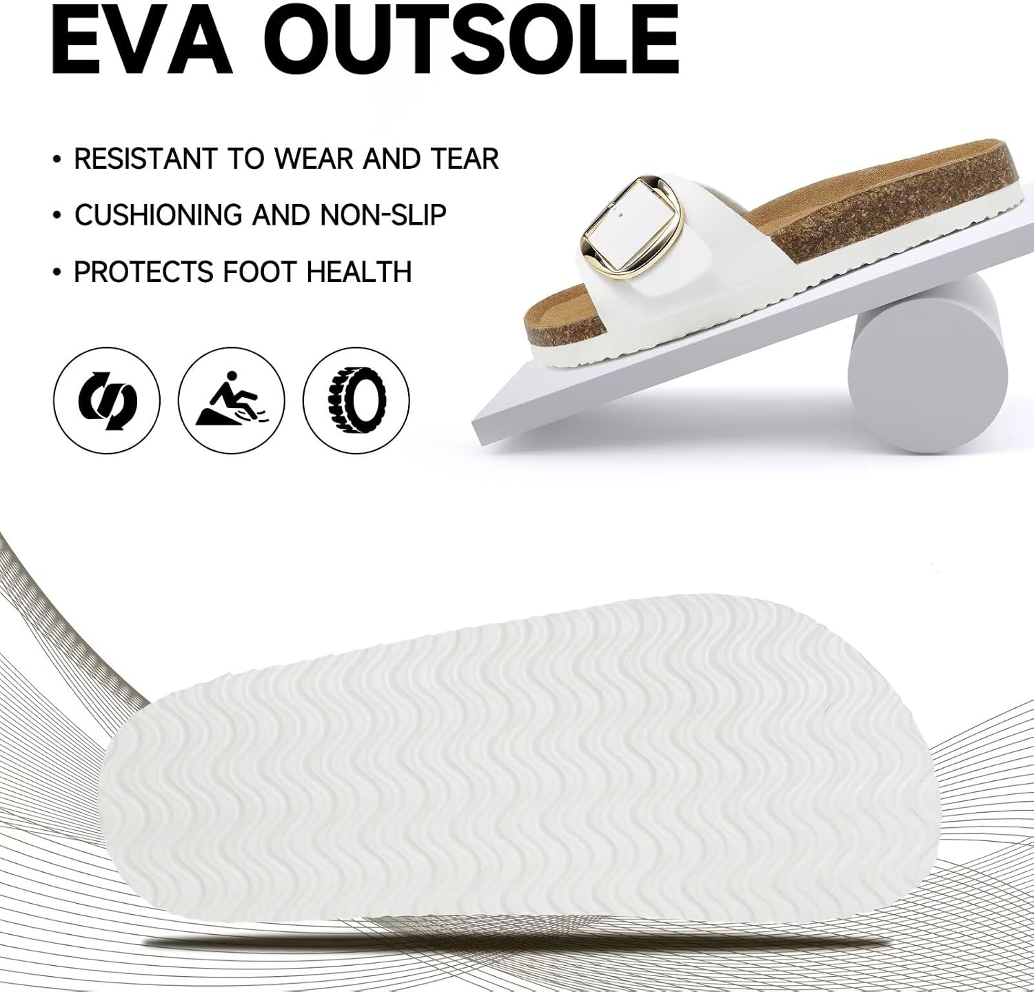 Detalle de Wizshoe Pantoletten Damen Leder mit Verstellbarer Schnalle – Memory-Foam Komfort, Arch Support und rutschfeste Sohle