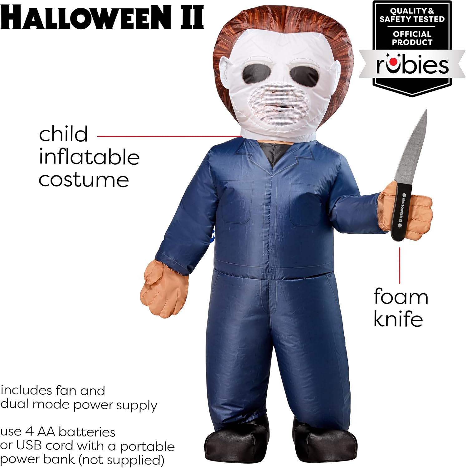 Detalle 2 de Rubies 1001478 Michael Myers Inflatable Kids' Costume, Fan and Power Pack