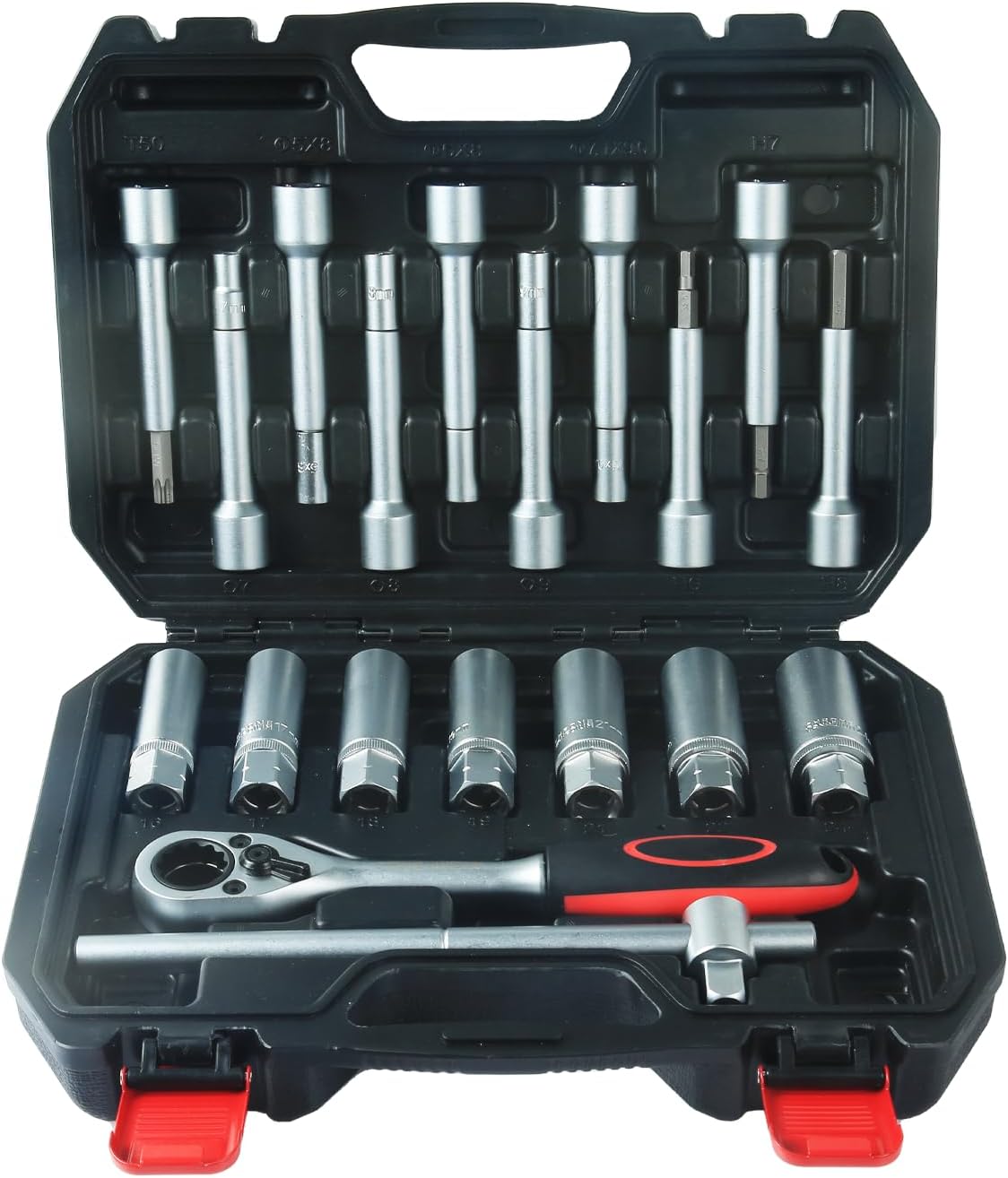 Detalle de CCLIFE Stoßdämpfer Werkzeug-Set 19-tlg 1/2 Zoll – Langnuss & Spezialprofile für MacPherson