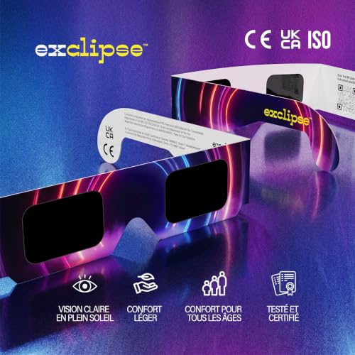 Detalle de Lunettes Éclipse Solaire 10 Pack avec 3 Filtres Smartphone – Kit complet exclipse ISO 12312-2