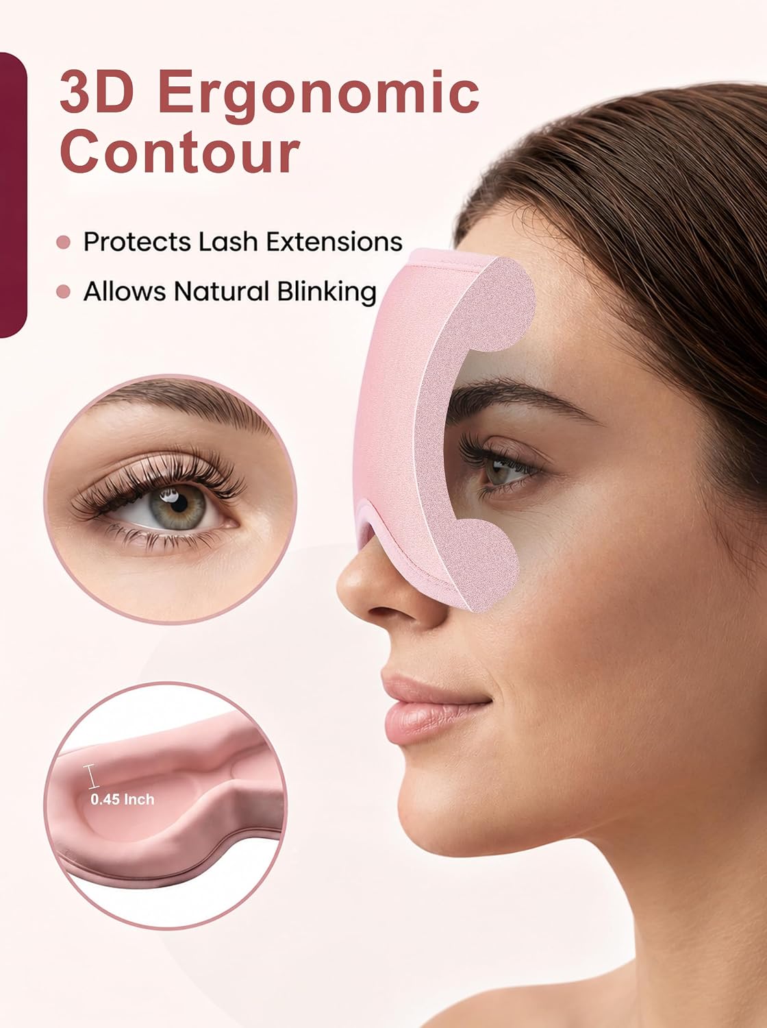 Thumbnail 3 de Weighted Blackout Sleep Mask for Women: Silk-Feel 3D Contoured Eyemask (Pink)