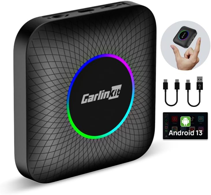 Detalle de CarlinKit New Android 13 AIBOX LED Ambient: Wireless CarPlay/Android Auto Adapter