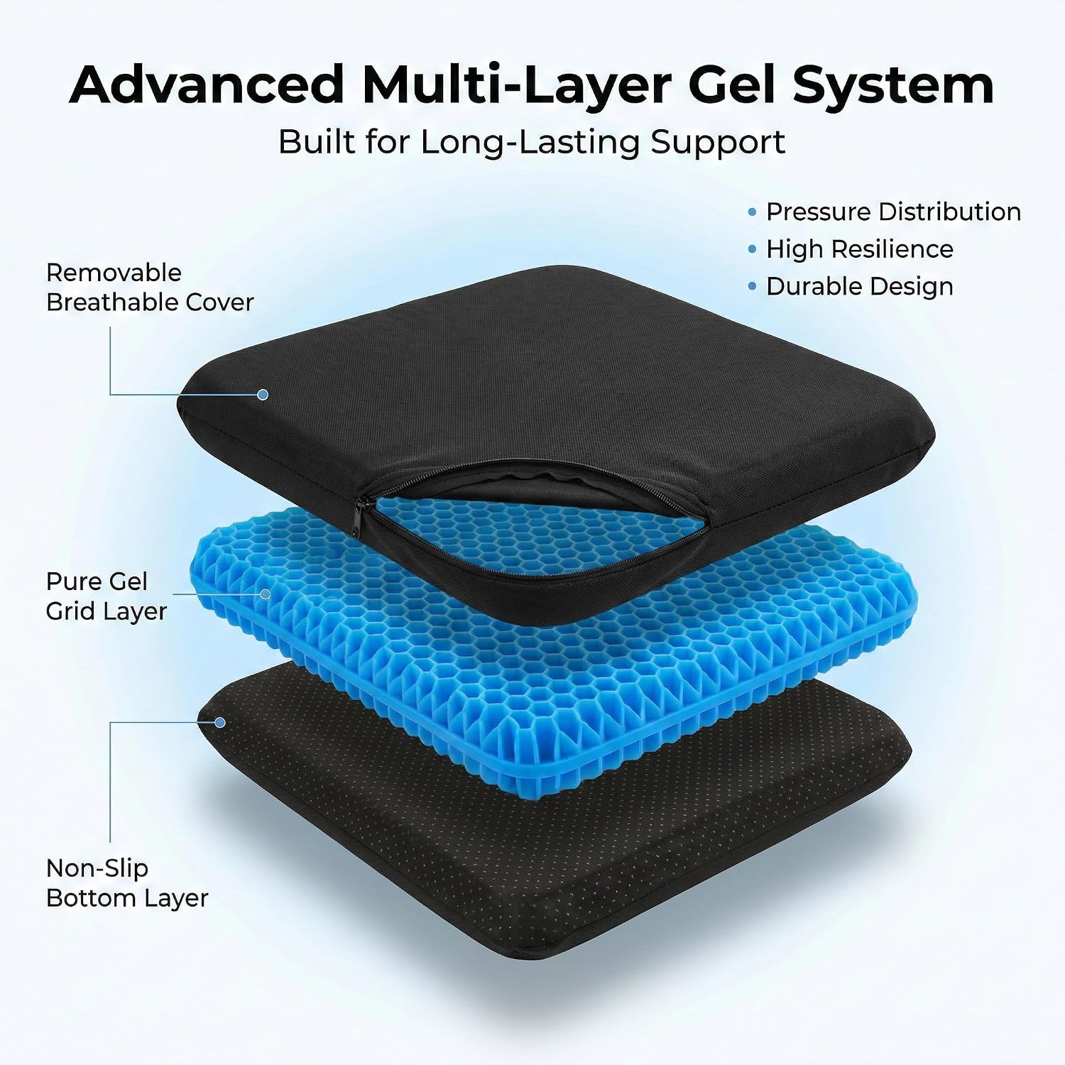 Thumbnail 2 de Acaine Extra Thick Large Pure Gel Seat Cushion, 18 x 18 x 1.8 Inches