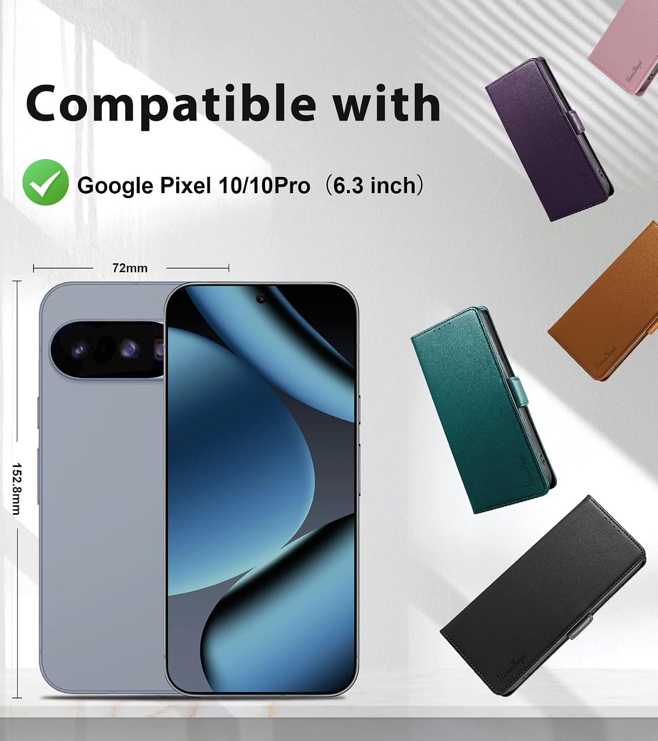 Detalle de Yunubeyii Pixel 10 wallet case