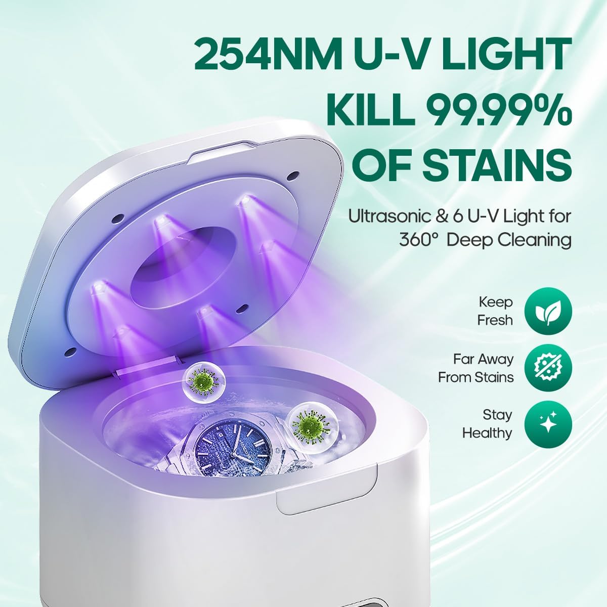 Thumbnail 3 de Upgraded Ultrasonic Retainer Cleaner Machine (49kHz) with 4-speed digital timer, 340ML tank