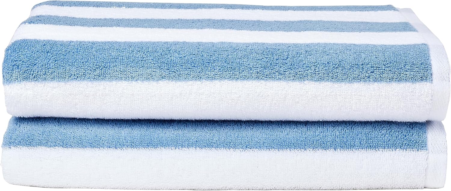 Detalle de Amazon Basics Serviette de plage Cabana 76 x 152 cm – lot de 2, bleu ciel