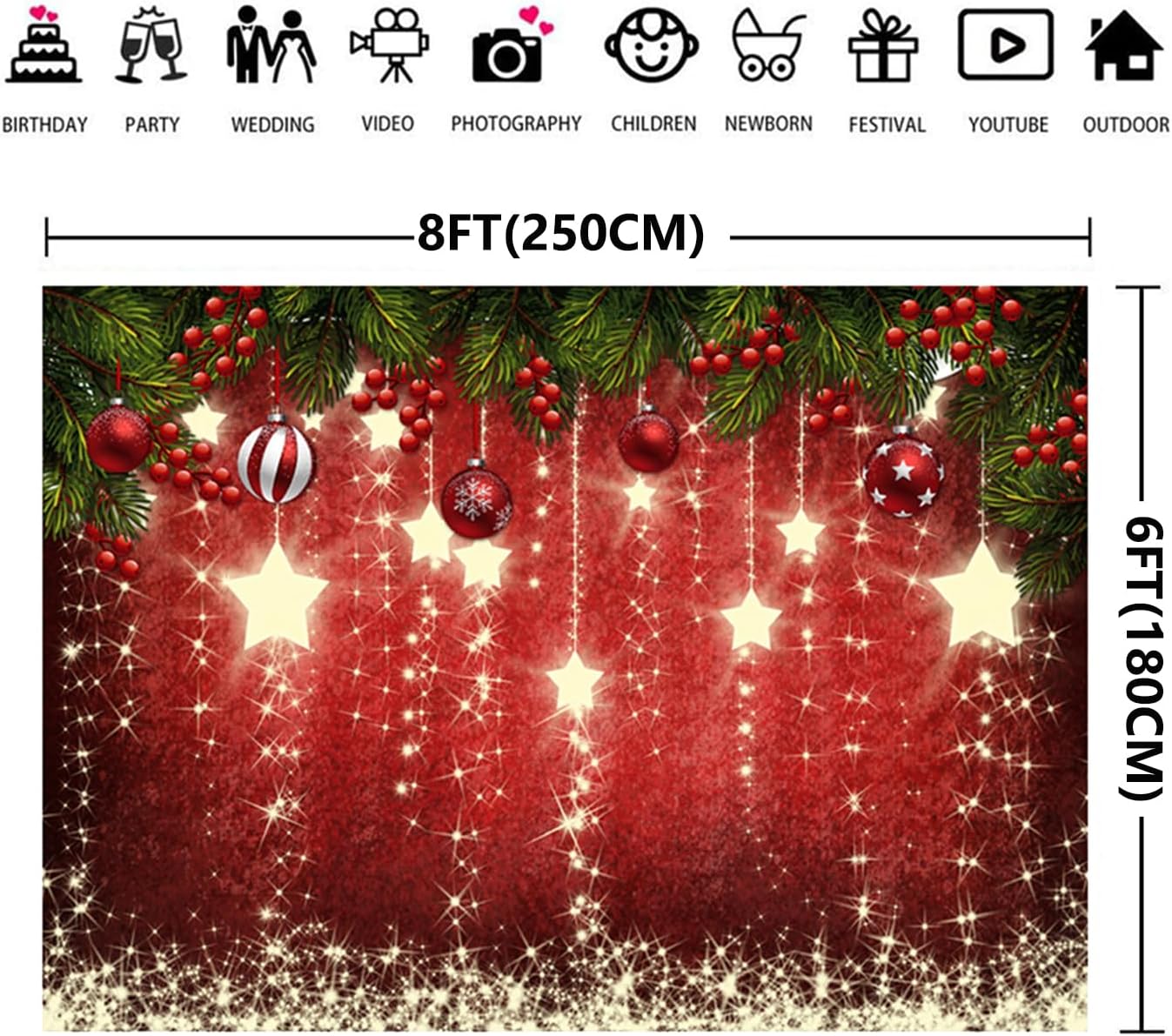 Detalle 2 de Aisnyho Christmas Backdrop 8x6ft photo banner
