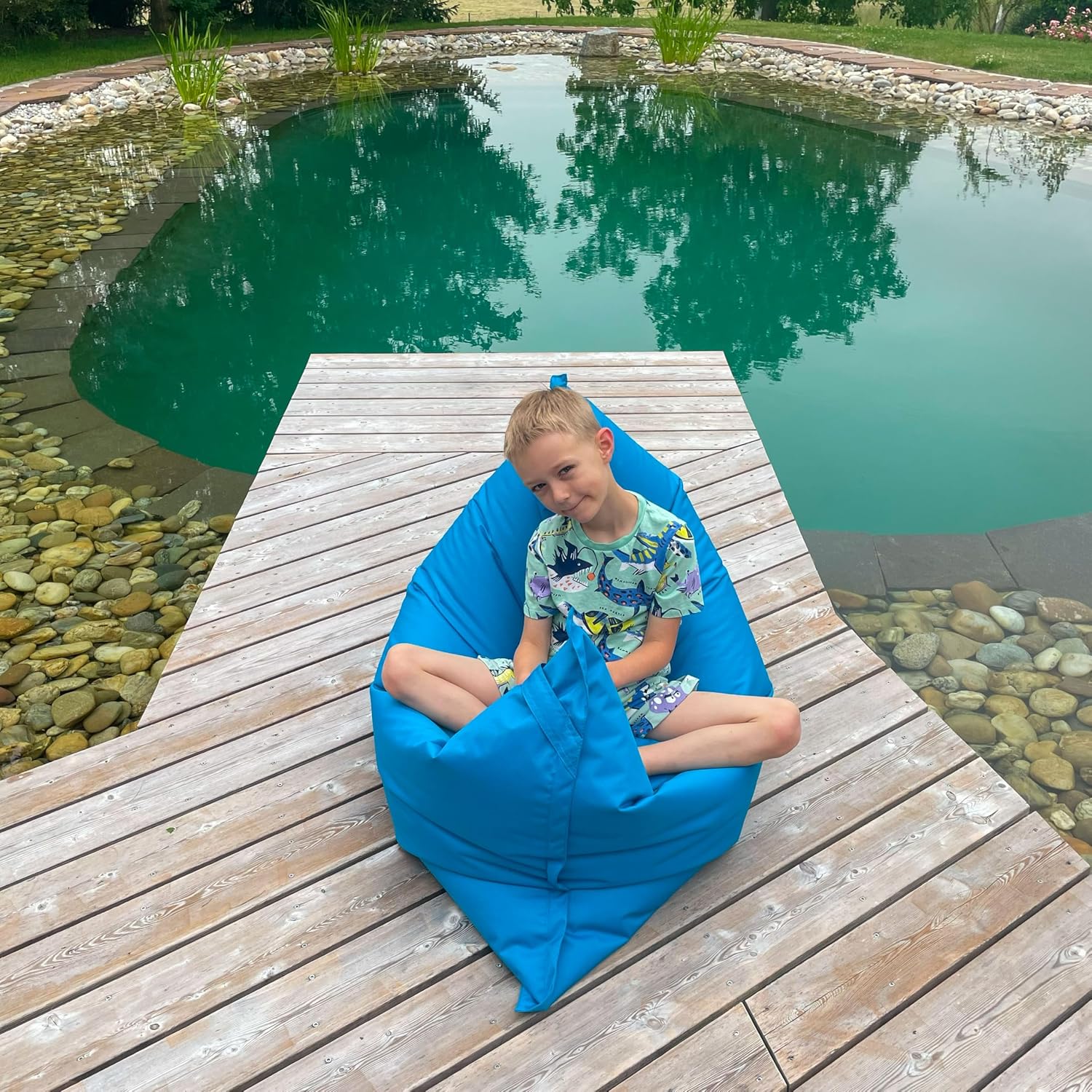 Detalle 2 de Bruni Caree Kids Children's Bean Bag, Blue, 140 x 100 cm with Inner Cover
