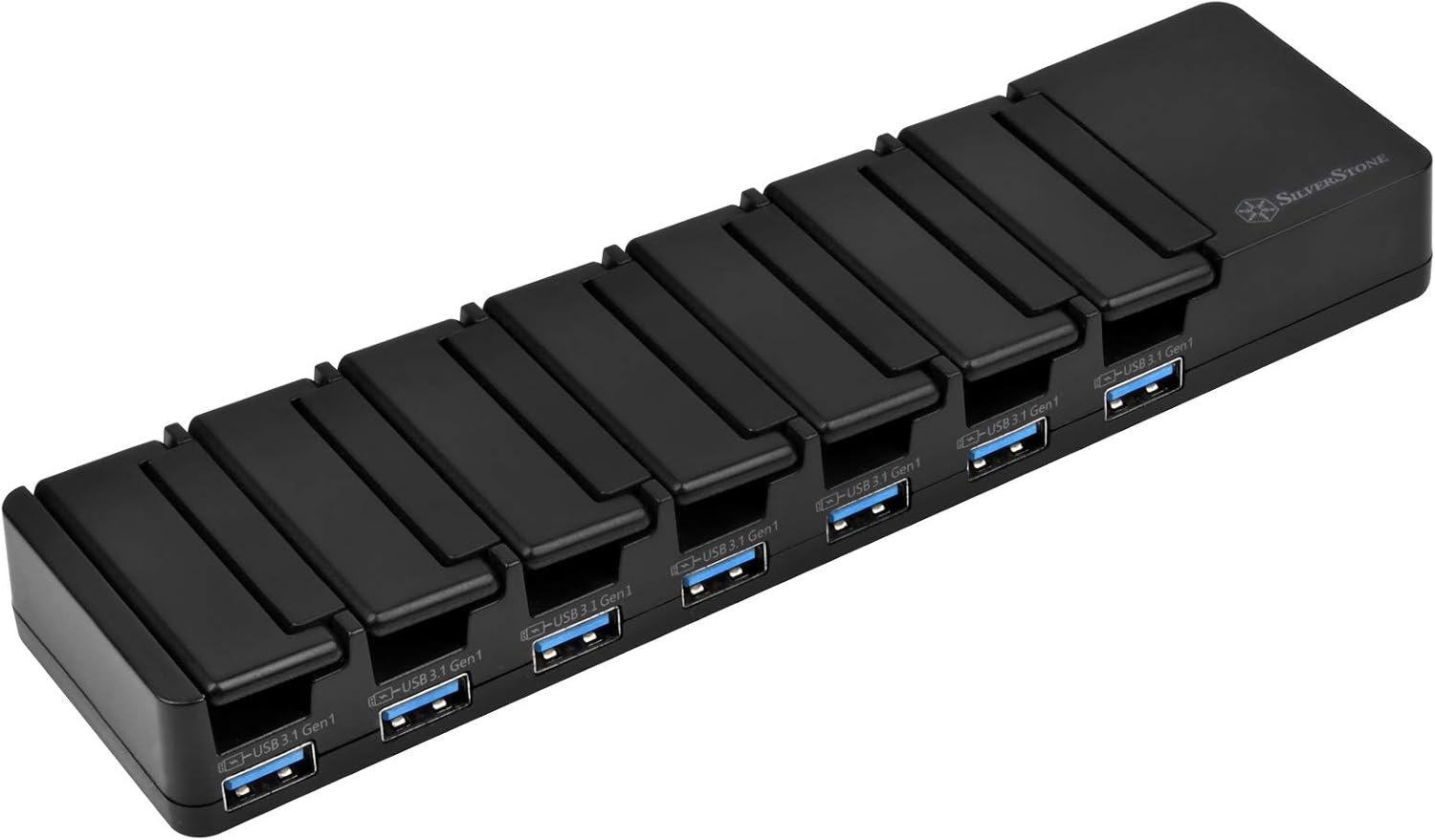 Detalle de SilverStone SST-UC03B-PRO – 7-portowa stacja USB 36 W do ładowania i transferu danych