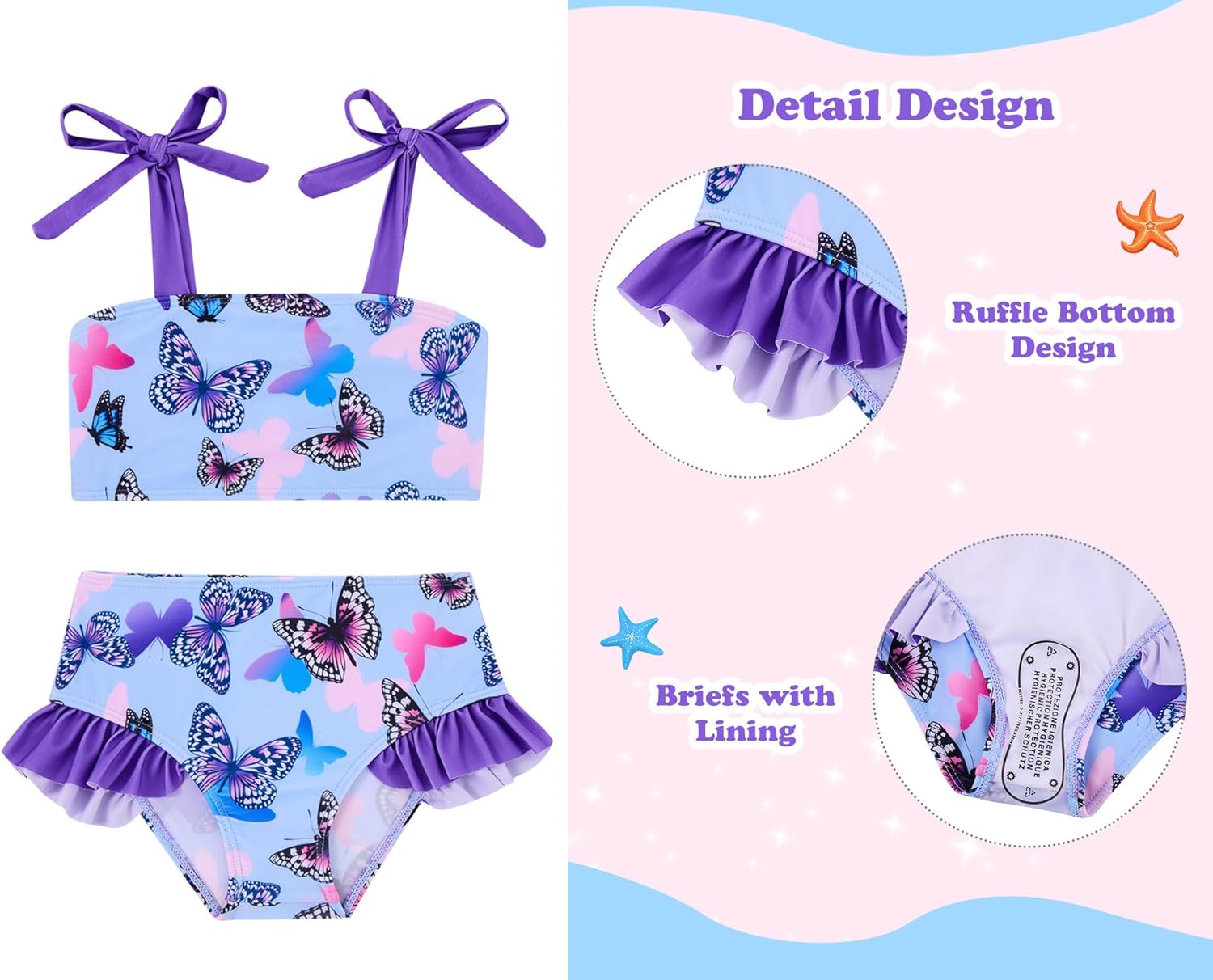 Thumbnail 2 de Kids4ever Girls Swimming Costume 2 Piece Quick Dry Breathable Bikini Set (2-7 Years)