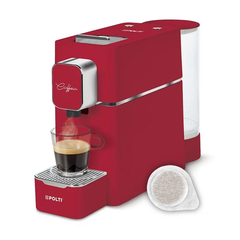 Detalle de Cafetera de Cápsulas Polti Coffea S15R 0,85L 19 Bares expulsión automática roja