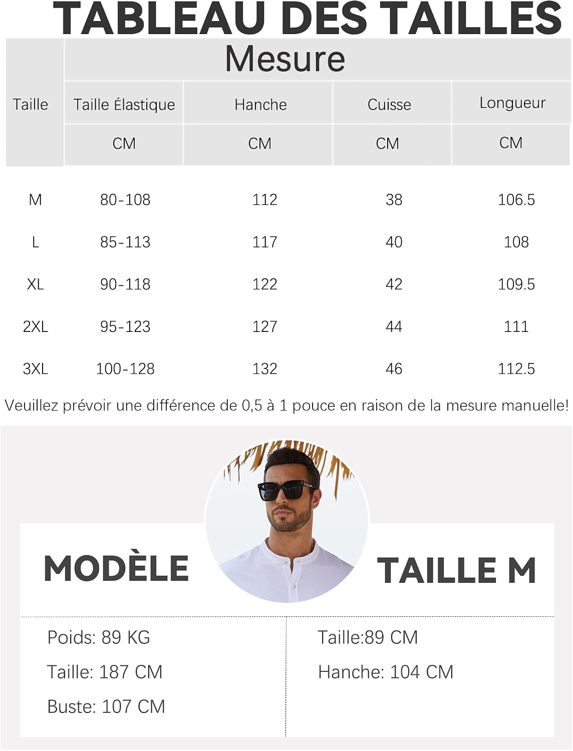 Detalle 2 de NANAMEEI Pantalon lin homme été – pantalon de plage casual, élastique avec cordon