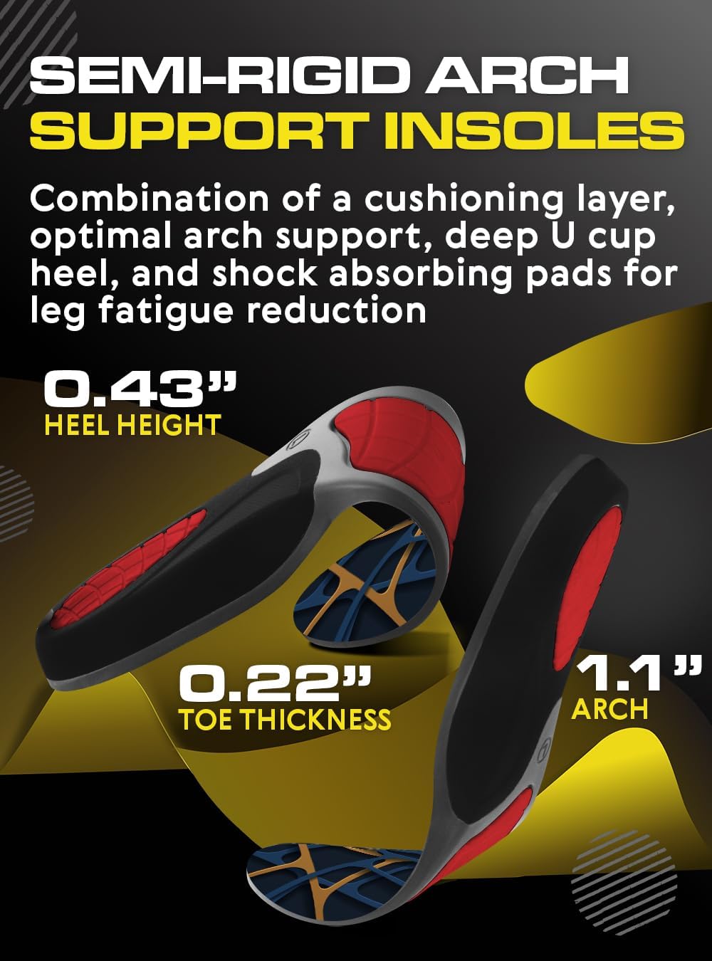 Detalle 1 de CRUVHEAL Orthotics Work Insoles, Medium Arch Support for Boots and Sneakers