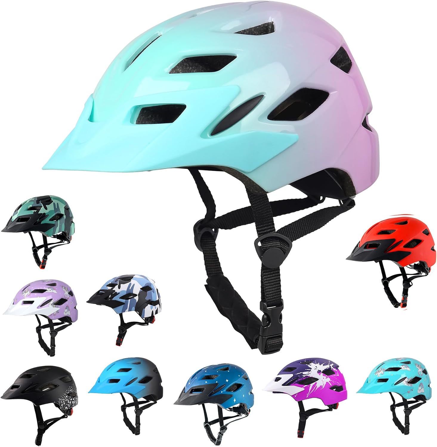 Detalle de Bavilk Kids Bike Helmet with LED Light, Detachable Visor, and Multi-Sport Protection