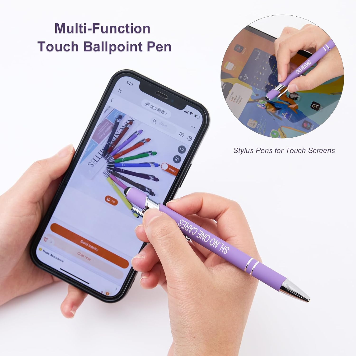 Detalle de Actsun JL094-3Z Motivational Ballpoint Pens, 12-Pack with Stylus Tips