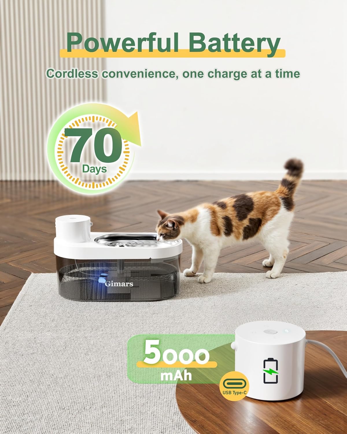 Detalle 1 de Gimars 4L Fuente para Gatos Sin Cable