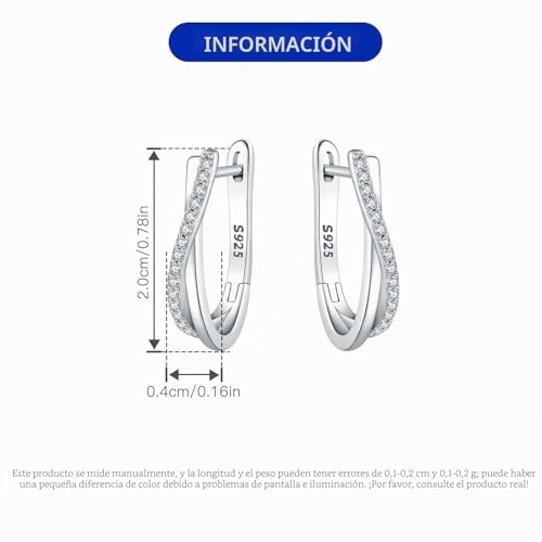 Detalle de Pendientes aro de plata 925 CYMYSS para mujer – aro hipoalergénico de 20 mm y 4 mm de grosor