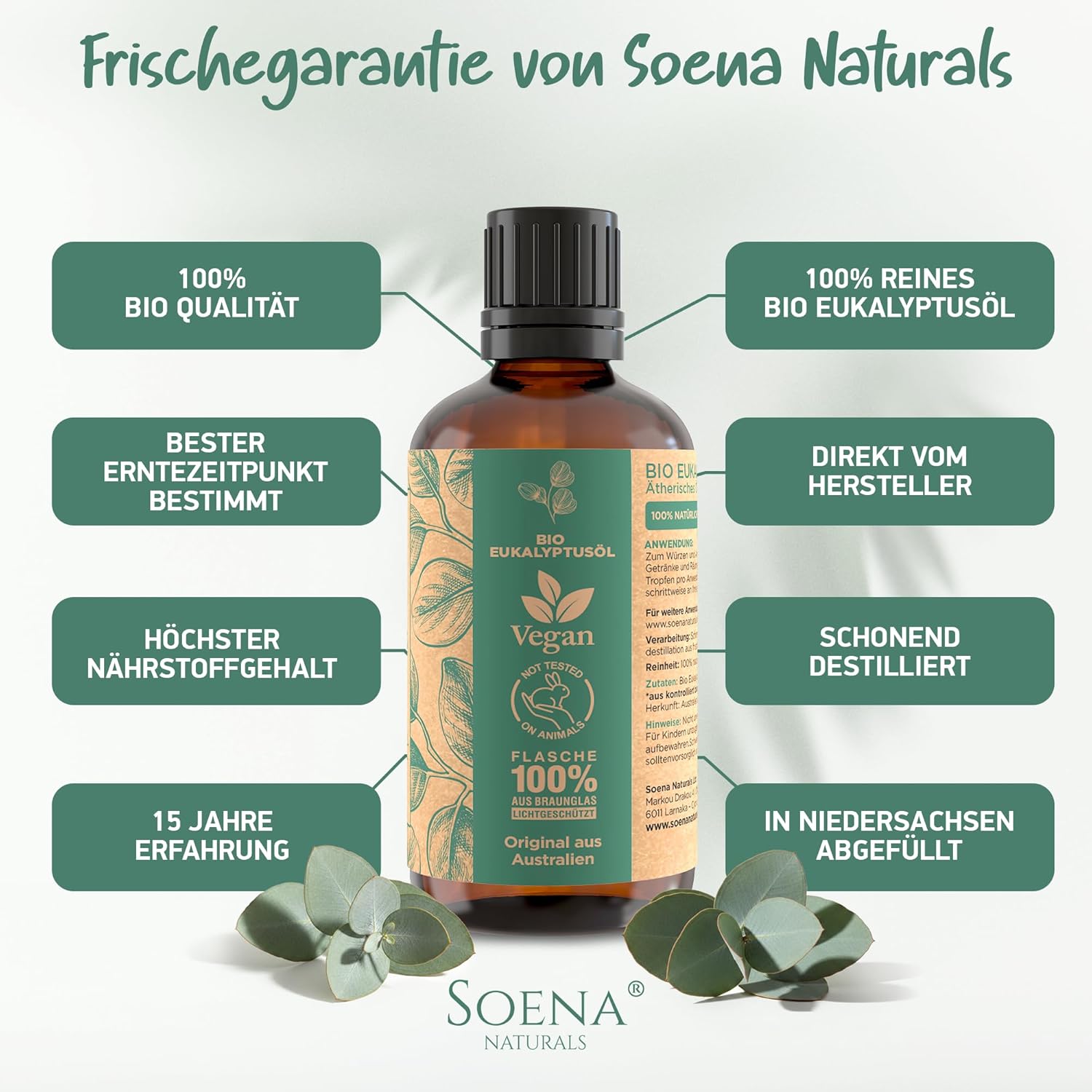 Thumbnail 4 de BIO Eukalyptusöl [BIO-ZERTIFIZIERT] 100% naturrein – vielseitig einsetzbar für Ernährung, Aromatherapie, Inhalation und Sauna