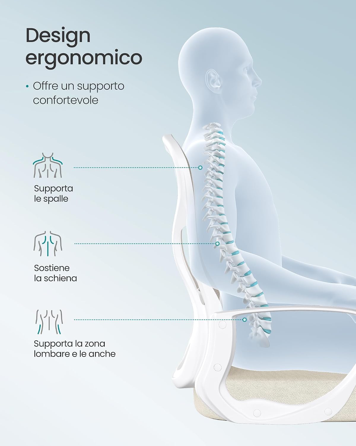 Detalle de SONGMICS OBN043LH02 sedia ergonomica in rete
