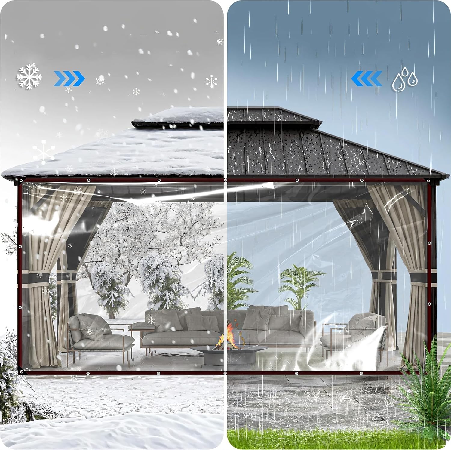 Thumbnail 5 de QOFLY Telone di copertura trasparente 2x4 m con occhielli: resistente e versatile