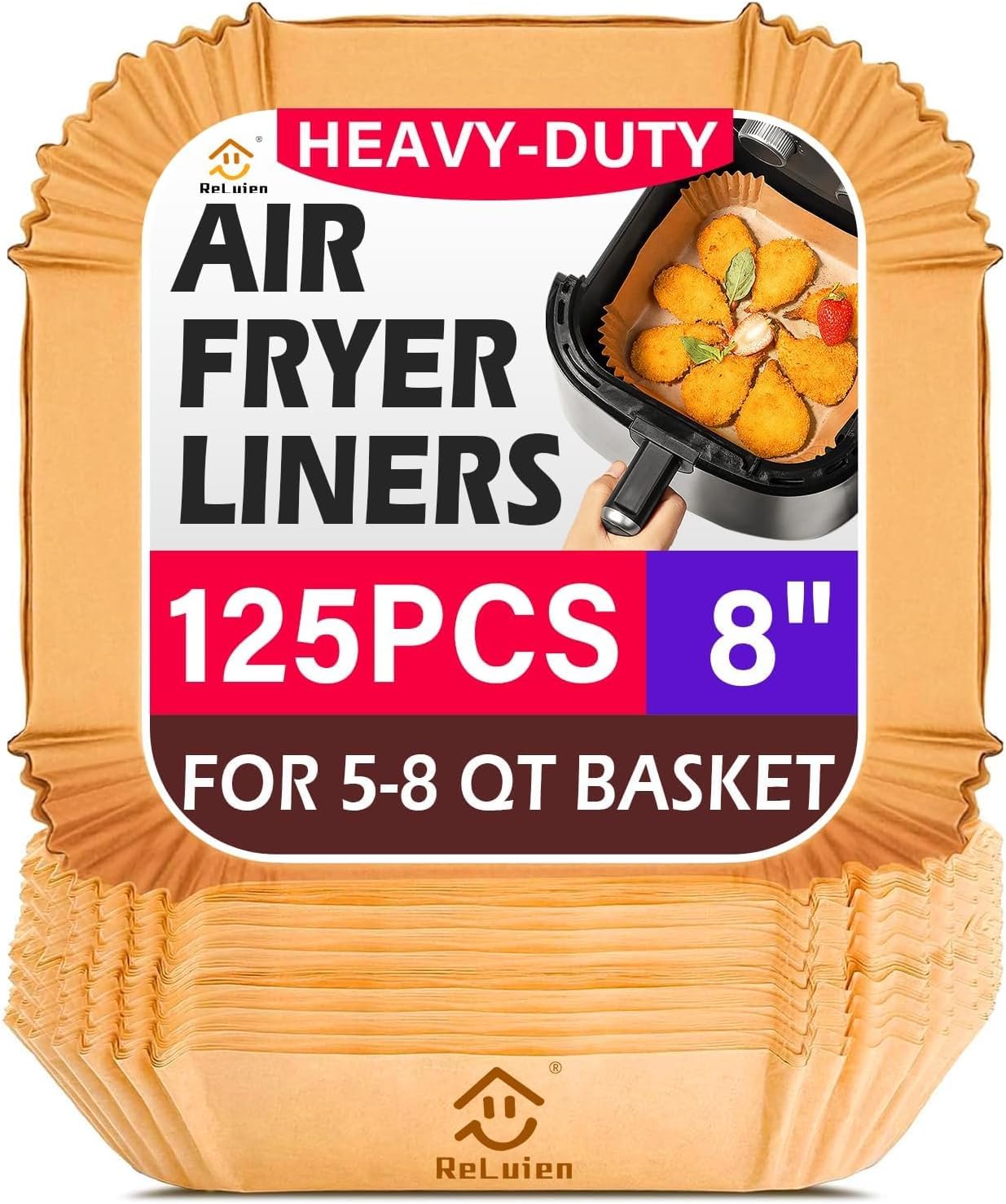 Detalle de 125Pcs Unbleached 8" Air Fryer Liners