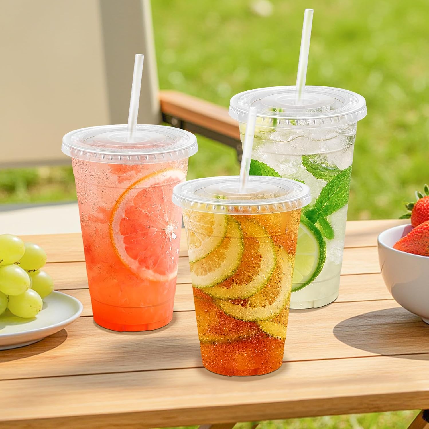 Thumbnail 6 de BYSNOW 20 oz Cup with Lids & Straws (100 Pack) — Clear, Leak-Resistant To-Go Cups