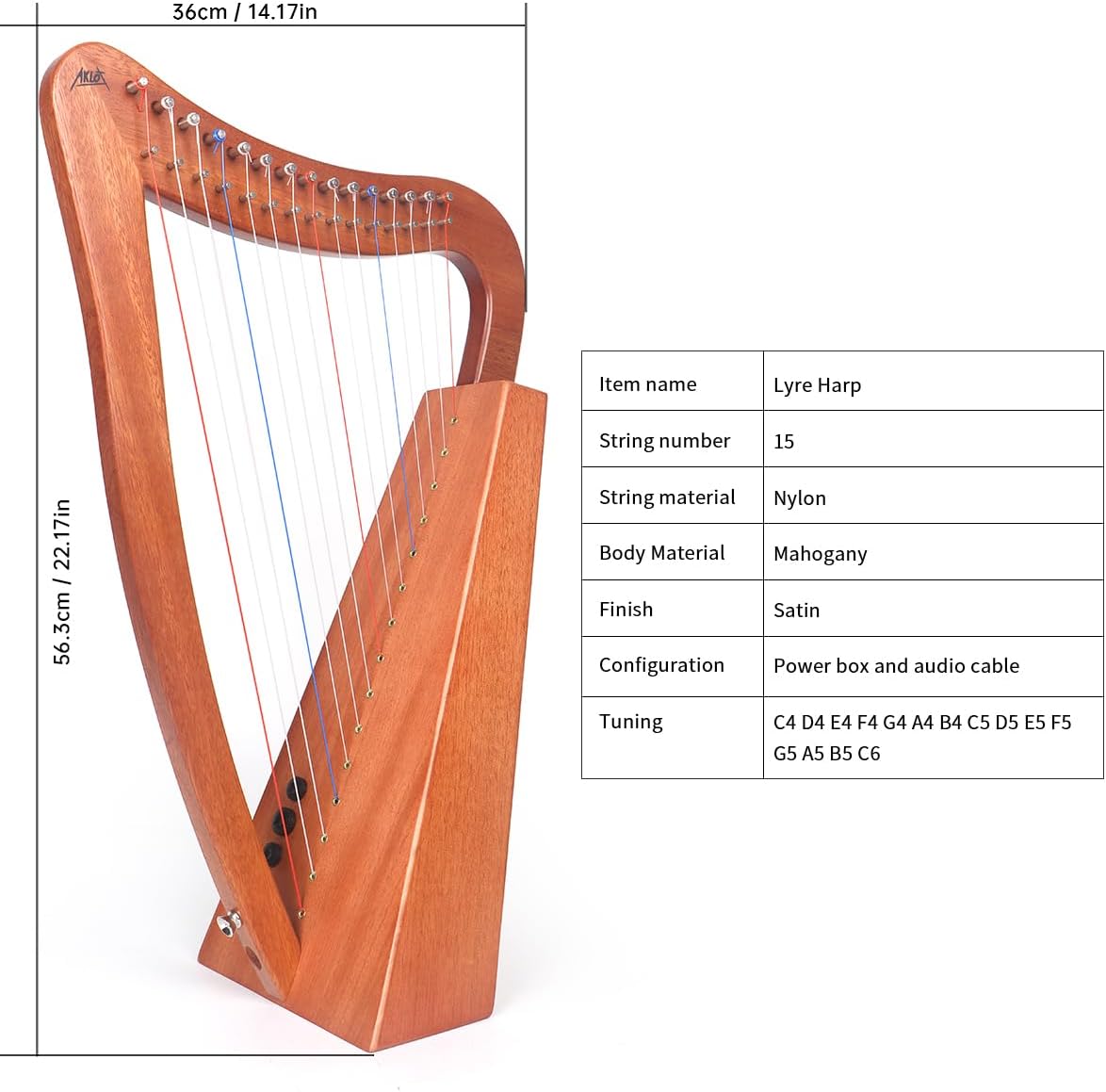 Thumbnail 1 de AKLOT Lyre Harp, 15 Strings