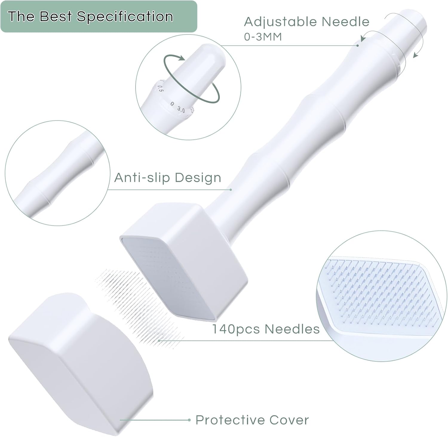 Thumbnail 1 de Dr.roller Dr.roller-derma stamp verstelbare dermastempel, 140 naalden, 0–3 mm