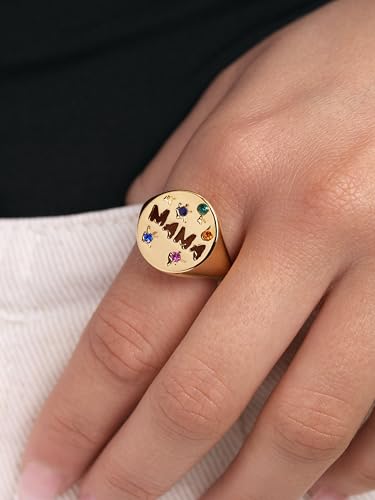 Thumbnail 1 de SINGULARU – Anillo Mamá: latón bañado en oro 18 Kt con circonitas de colores