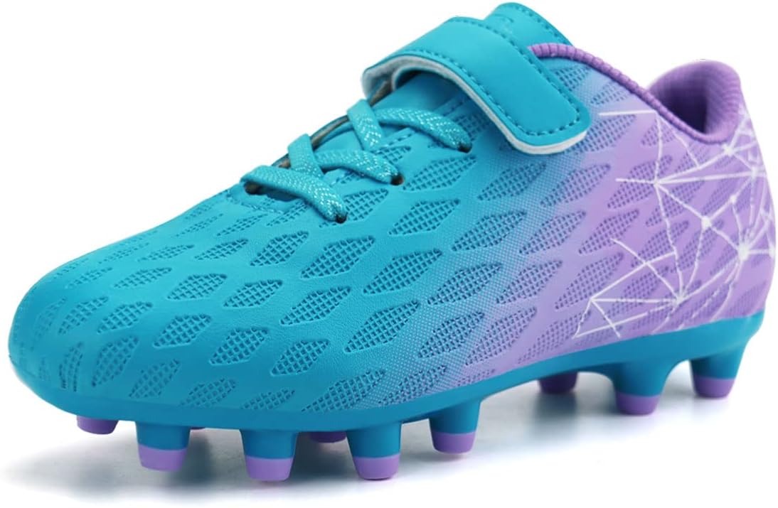 Brooman Kids Outdoor Soccer Cleats with Adjustable Hook-and-Loop Closure