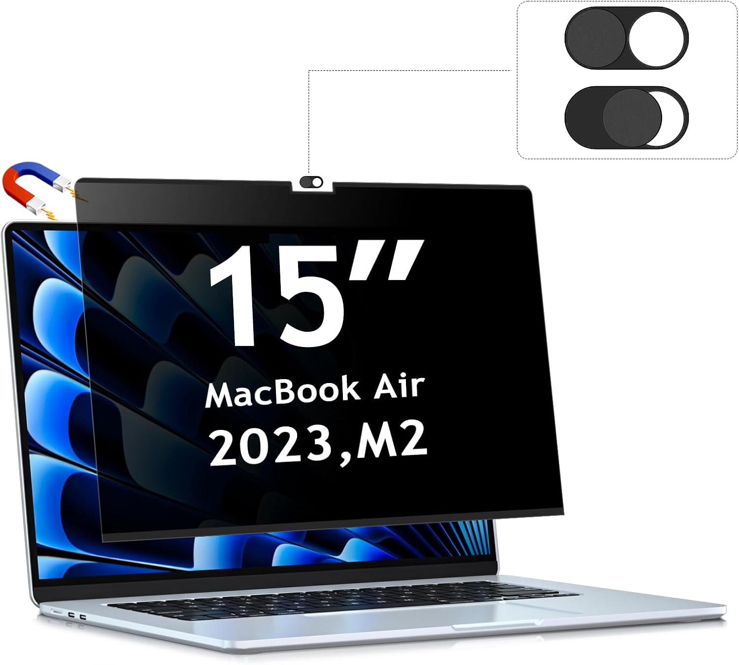 Detalle de ZOEGAA osłona prywatności do MacBooka Air 15″, magnetyczna, matowa