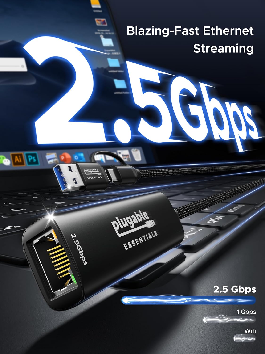 Detalle de Plugable USB-C to Ethernet Adapter, 2.5Gbps