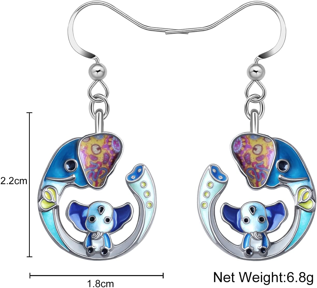 Detalle de Elephant dangle earrings 21 x 16 mm